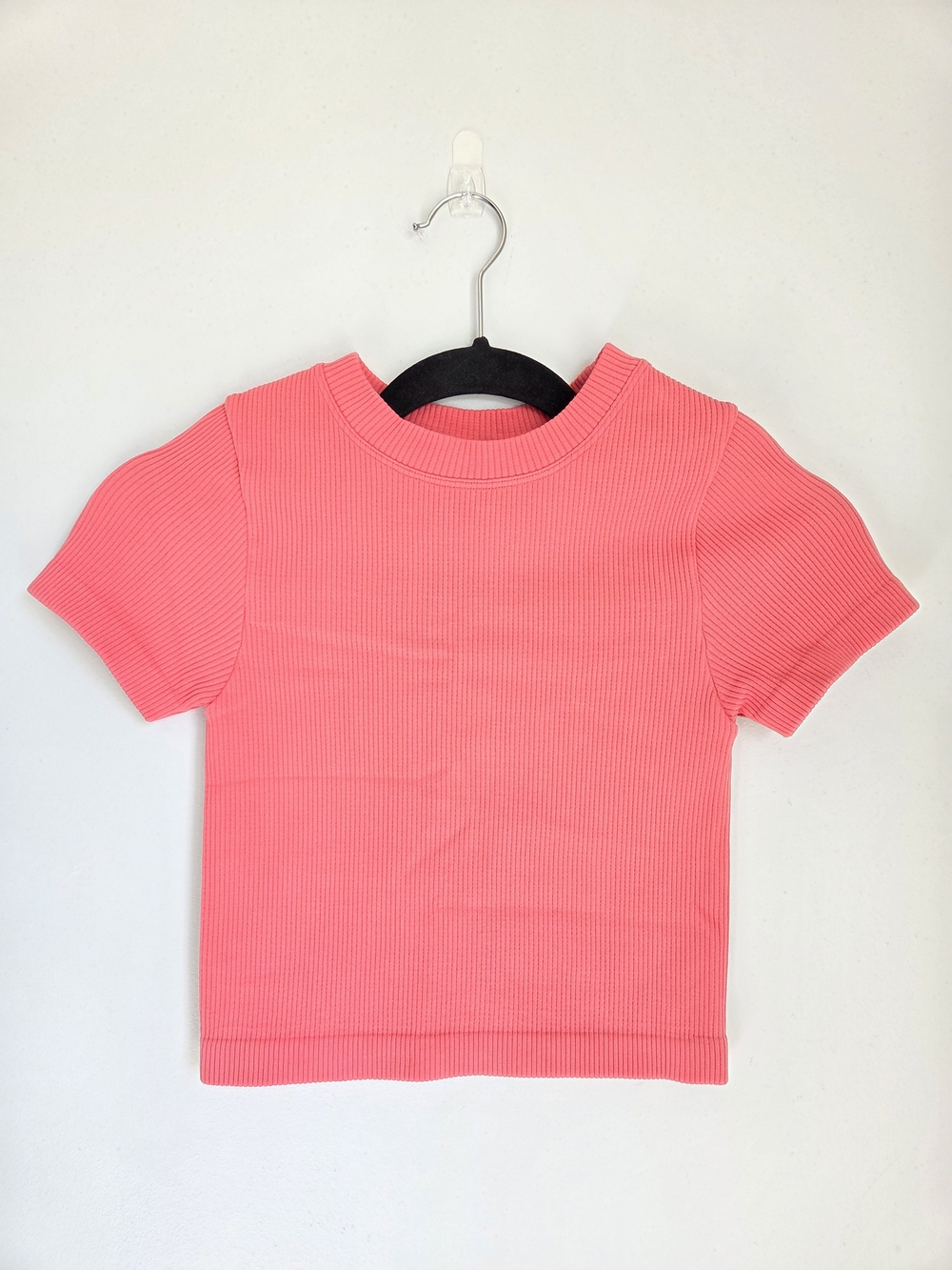 JoyLab Coral Ribbed Short Sleeve Cropped Top XS Seamless Activewear Tee